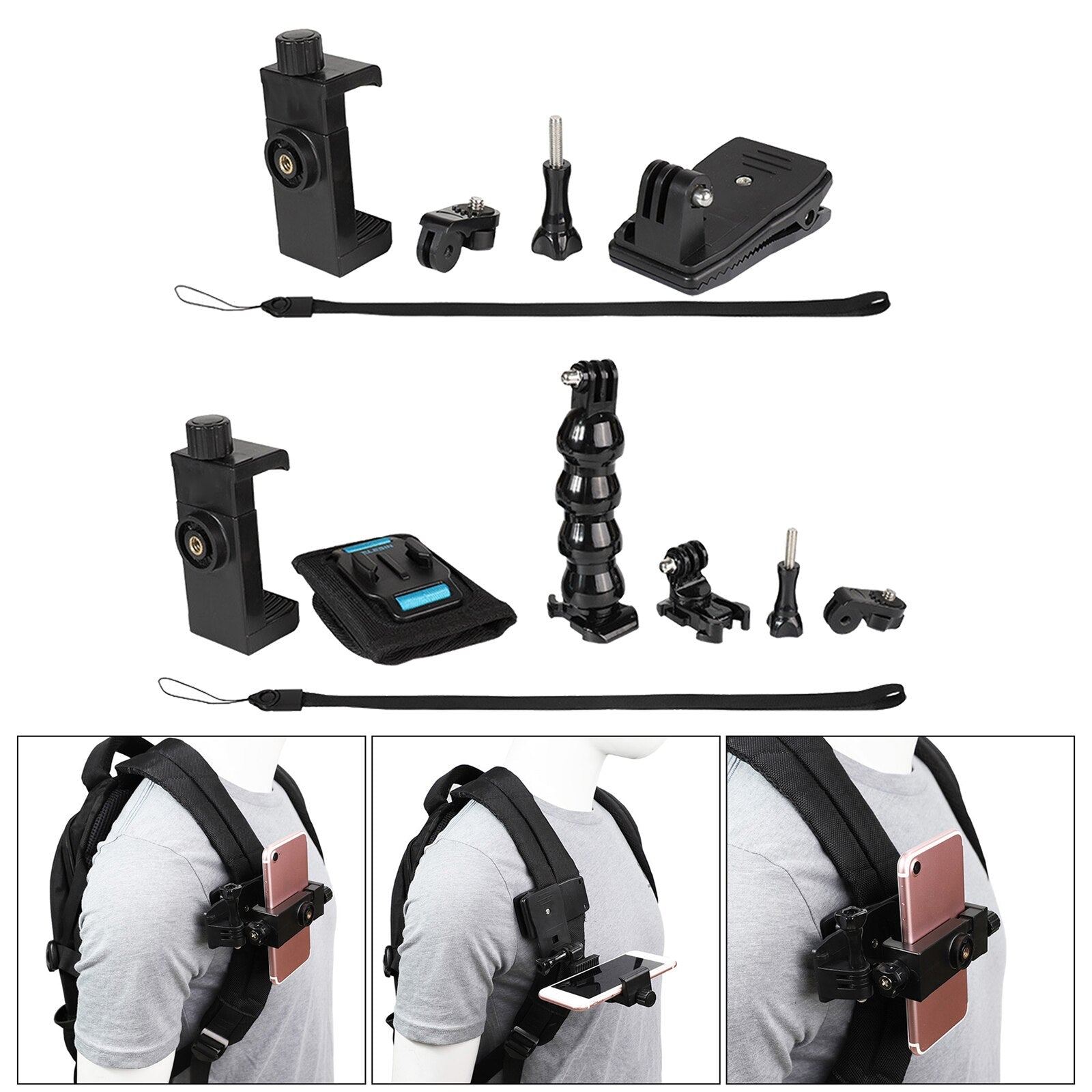 Universal Backpack Shoulder Strap Mount for Mobile Phones Max 7' for Walking