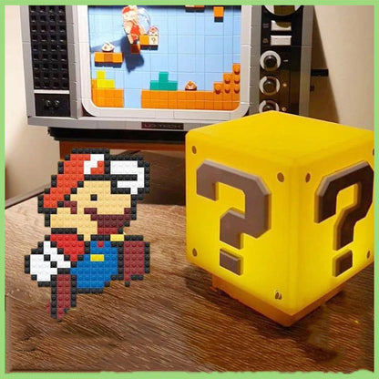 Super Mario Bros LED Question Mark Bricknight Light Figure Star Lamp Statue USB Charging Table Lamp Game Toy Kids Christmas Gift