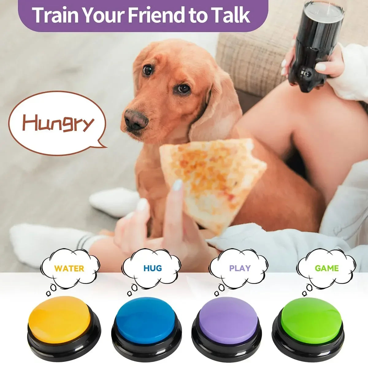 4/8Pcs Voice Recording Button Dog Sound Box Training Buzzer for Communication Pet Cat Dog Recordable Talking Intelligence Toy