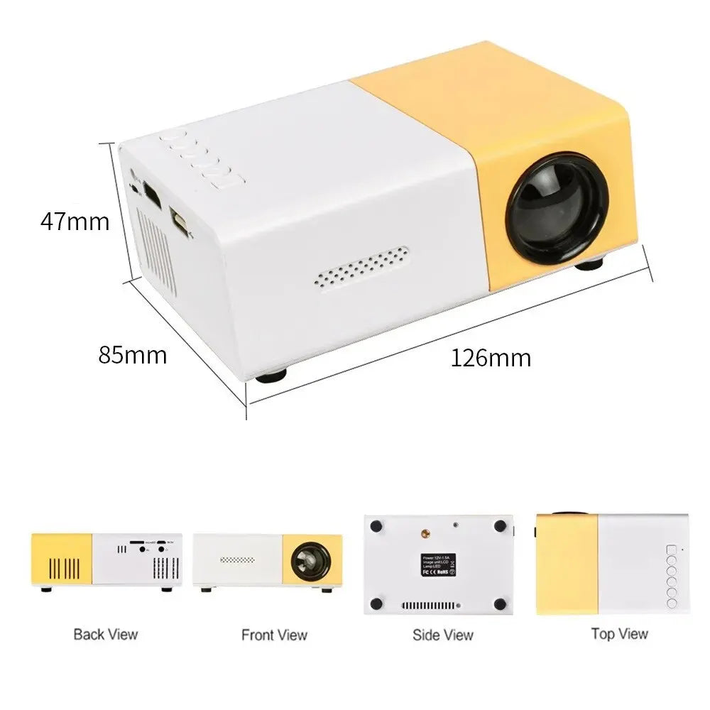 YG300 Micro Portable LED Outdoor Mini HD 1080P Mobile Projector Kids Projector Ultra Clear Projector, Mini Portable Projector