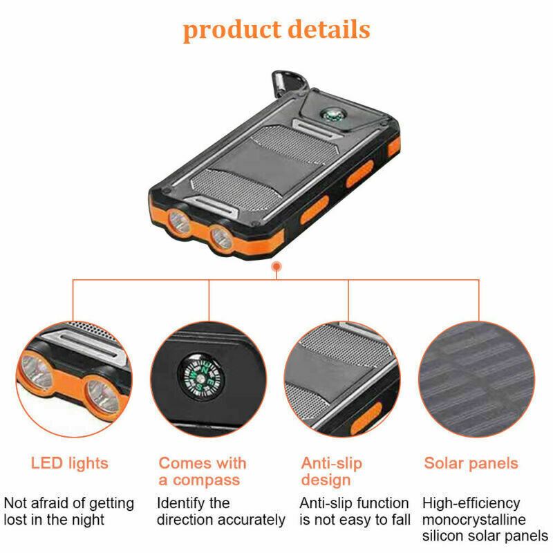 Super 20000Mah USB Portable Charger Solar Power Bank for Iphone Cell Phone 2024