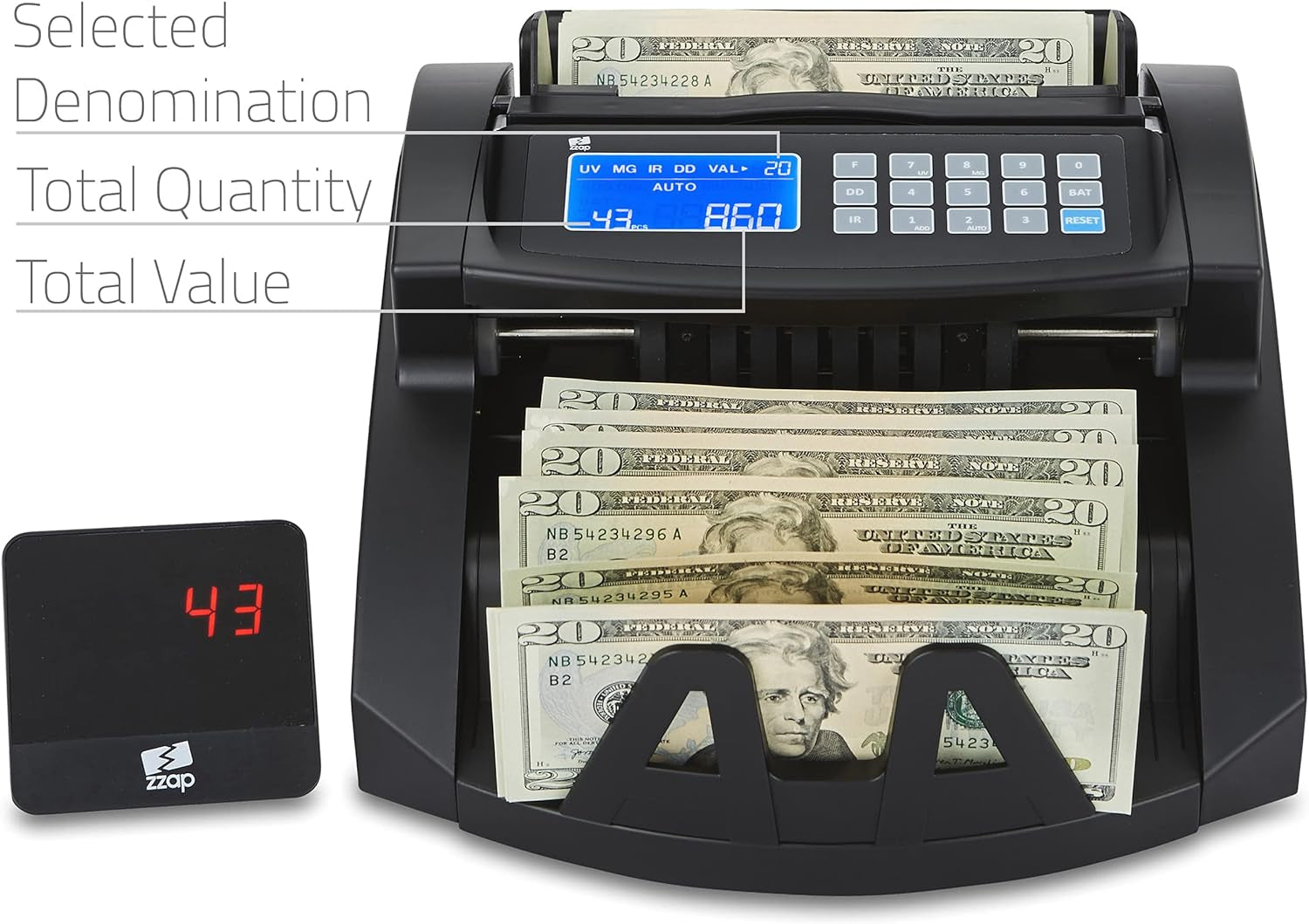 Bill Value Counter & Counterfeit Detector - Money Cash Currency Machine (Nc20I)