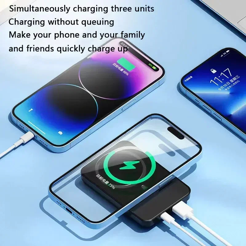 50000Mah Portable Macsafe Magnetic Power Bank Fast Wireless Charger for Iphone 12 13 14 Pro Max External Auxiliary Battery Pack