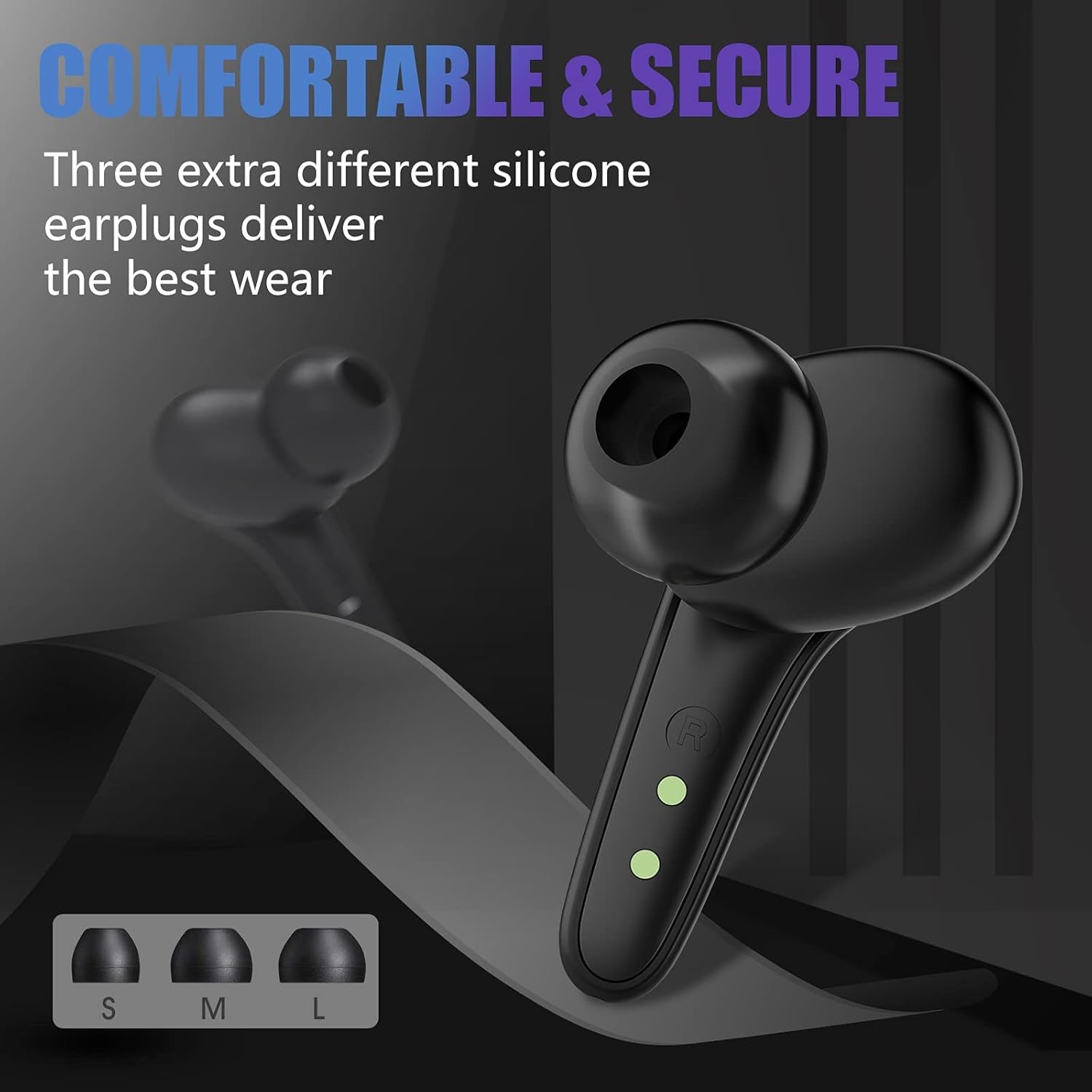 Bluetooth 5.0 Wireless Earbuds, True Wireless Stereo Waterproof Headphones, Deep Bass in Ear Sport Earphones with 24Hr Playtime, Built in Mic Headsets Smart Touch Control [Black]