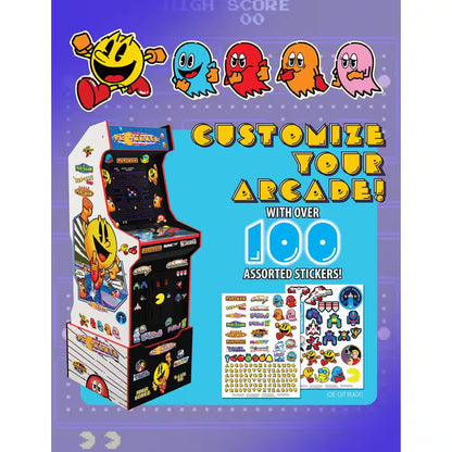 Pacman Customizable Arcade Featuring Pac-Mania 100 Bonus Stickers