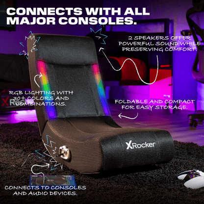 Solo RGB Audio Floor Rocker Gaming Chair, Black Mesh 29.33 in X 14.96 in X 24.21 In