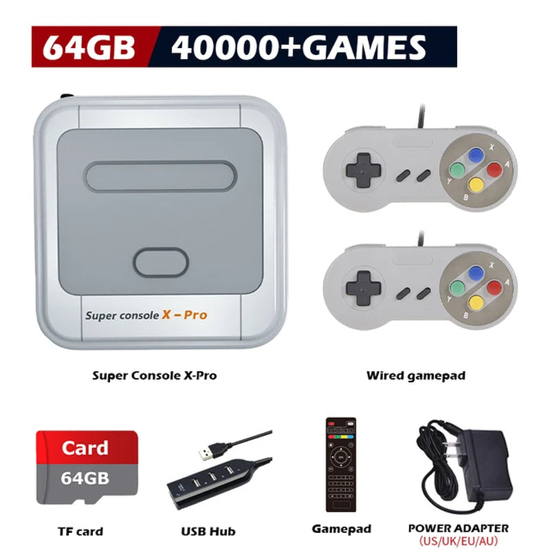 Super Console X Pro Retro Video Game Consoles with 60000 Classic Game for Dc/Naomi/Mame/ TV Box Wifi 4K HD Portable Game Player