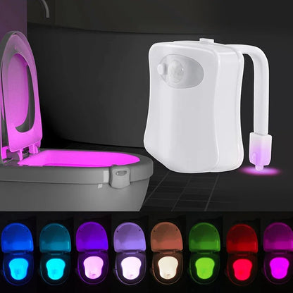 Toilet Seat Smart Motion Sensor Night Light 16/8 Colors Waterproof Backlight for Bathroom Toilet Bowl LED Lamp Light WC