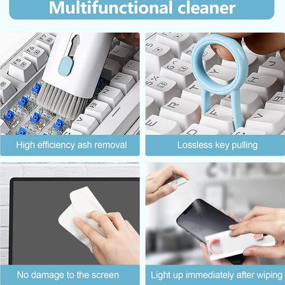 7-In-1 Computer Keyboard Cleaner Brush Kit Earphone Cleaning Pen for Headset Ipad Phone Cleaning Tools Cleaner Keycap Puller Kit