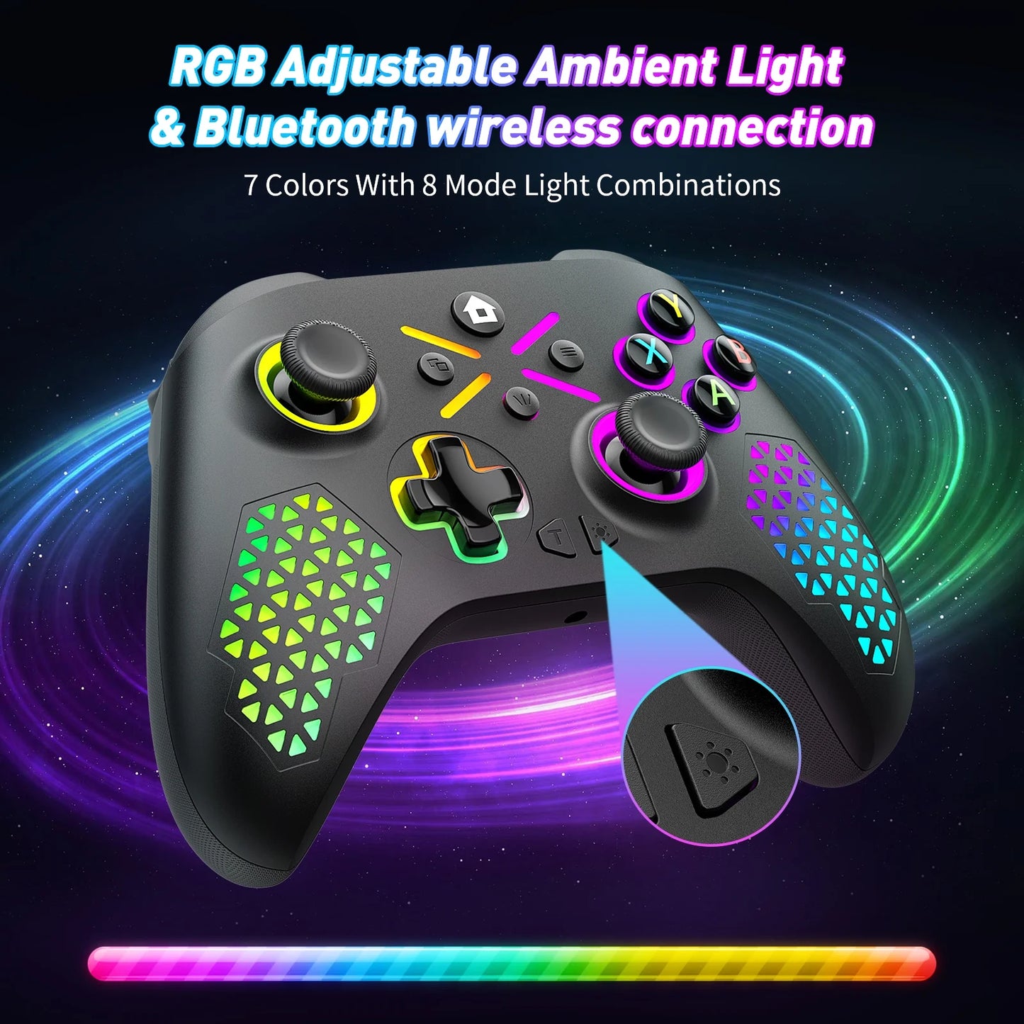 Wireless Xbox Controller for Xbox One, with RGB LED Support Button Mapping and Turbo Function Compatible with Xbox One, Xboxone X/S, Xbox Series X/S ,Windows PC (Black)