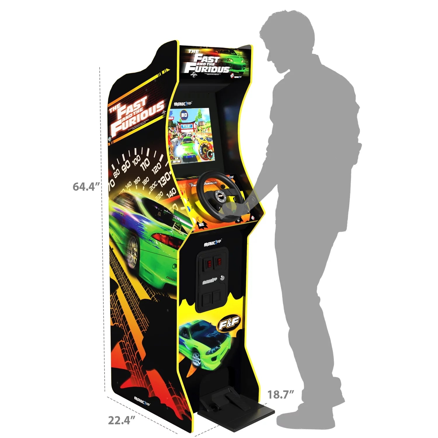 the Fast & the Furious Deluxe Arcade Game, Built for Your Home, with 5-Foot-Tall Stand-Up Cabinet, 2 Classic Games, and 17-Inch LCD Screen