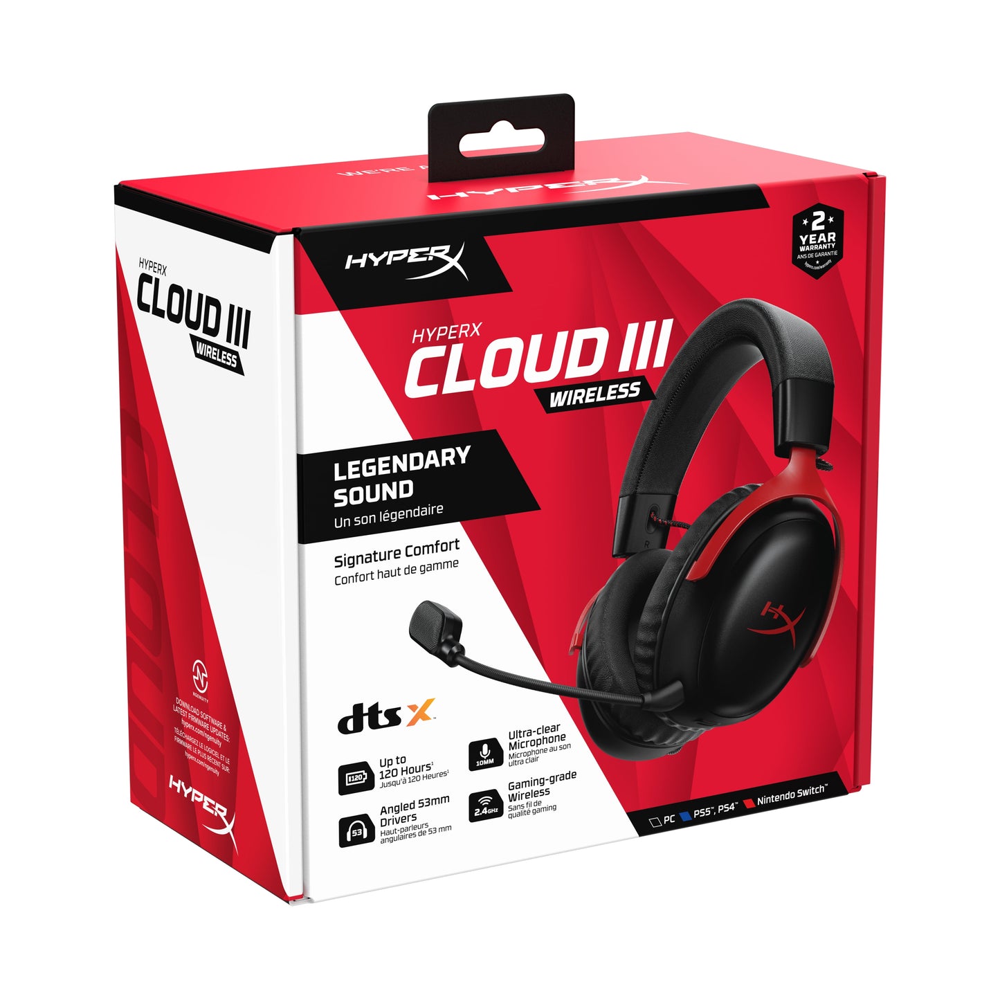 Cloud III Wireless Over-Ear Gaming Headset, Red