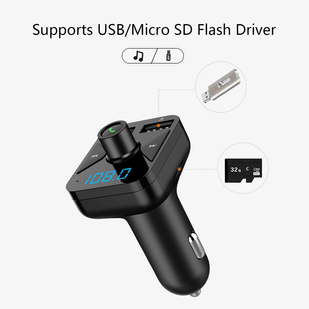 Car MP3 Player Bluetooth Cigarette Lighter Charger Auto Dual USB Charge Vehicle Hand-Free Music Car Charger Car Accessories