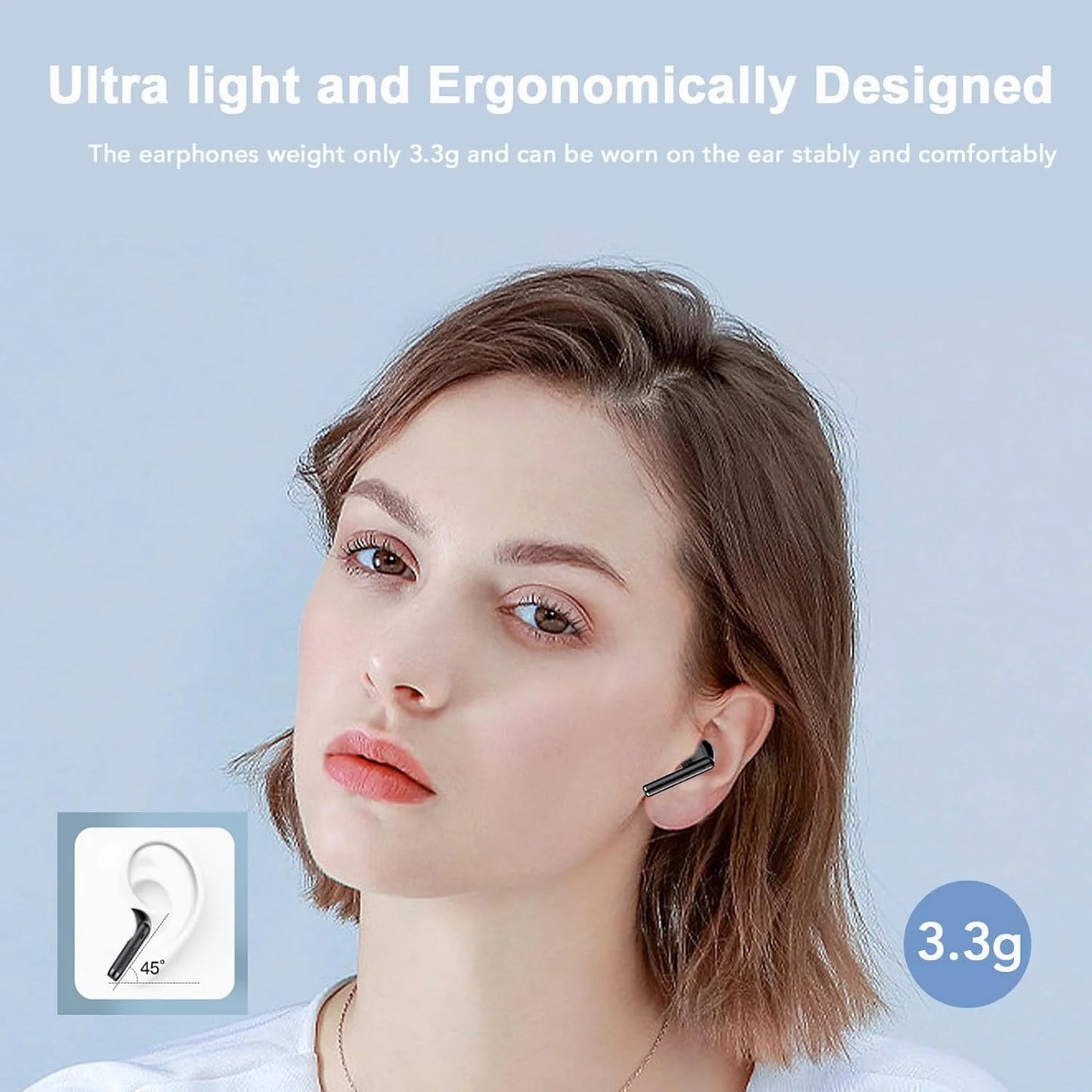 Wireless Earbuds Bluetooth V5.3 Headphones, 60Hrs Playtime, Wireless Ear Buds Mini 3.2G CVC8.0 Clear Call, Deep Bass, Bluetooth Headphones IPX7 Waterproof, LED Display Wireless Earphones