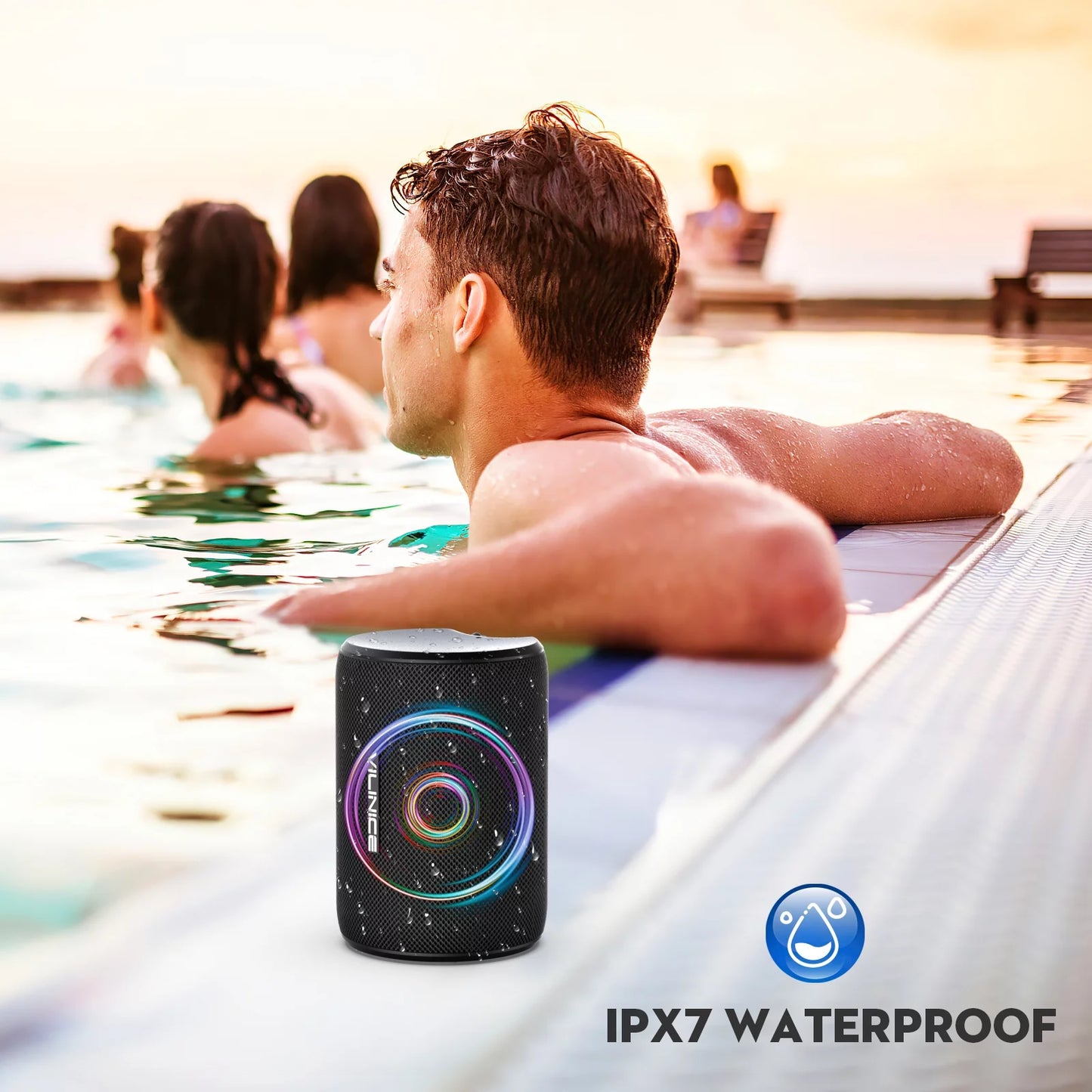 Bluetooth Speakers Portable Wireless, IPX7 Waterproof Outdoor Speaker with Subwoofer, TWS Dual Pairing Speakers Small Bluetooth Speaker for Gift, Shower, Party, Home, Travel