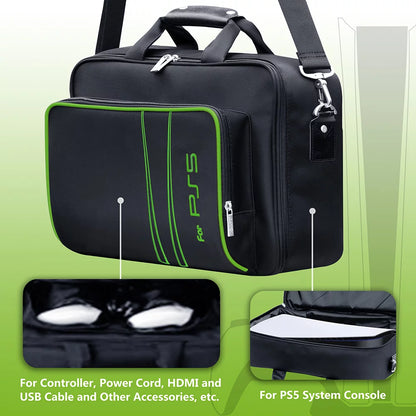 Carrying Case for PS5, Bag for Ps5,Bag for PS5 Accessories,Included Gamepad Controller Protective Box(Black-Green)