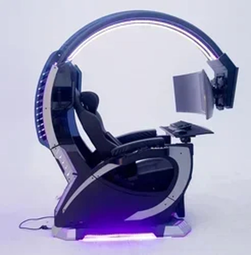 Super Dream Pod Zero Gravity Recline Tilting PC Gaming Racing Chair Gaming Cockpit with Speakers RGB LED Support 1-2 Screens