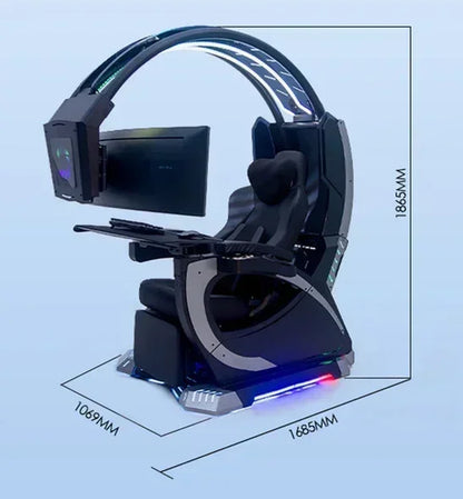 Super Dream Pod Zero Gravity Recline Tilting PC Gaming Racing Chair Gaming Cockpit with Speakers RGB LED Support 1-2 Screens