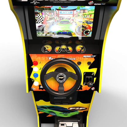 the Fast & the Furious Deluxe Arcade Game, Built for Your Home, with 5-Foot-Tall Stand-Up Cabinet, 2 Classic Games, and 17-Inch LCD Screen