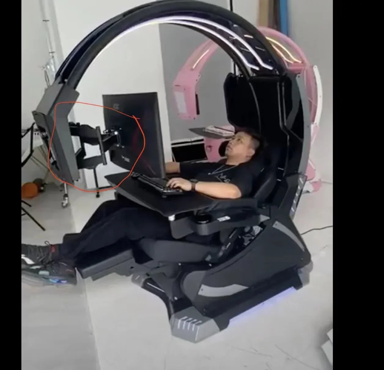 Super Dream Pod Zero Gravity Recline Tilting PC Gaming Racing Chair Gaming Cockpit with Speakers RGB LED Support 1-2 Screens