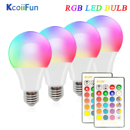 5W 10W 15W E27 RGB LED Bulb 110V 220V Lights RGB Lampada Changeable Colorful RGBWW LED Lamp with IR Remote Control+Memory Mode