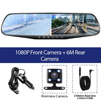 4.3 Inch Driving Recorder Car DVR Rearview Mirror Dual Lens Car Recorder 1080P IPS Front and Rear Camera Registrar Black Box New