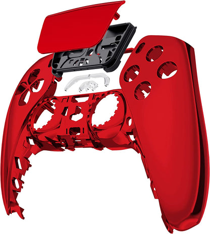 Chrome Red Glossy Touchpad Front Housing Shell Compatible with Ps5 Controller BDM-010 BDM-020 BDM-030 BDM-040, DIY Replacement Shell Custom Touch Pad Cover Compatible with Ps5 Controller