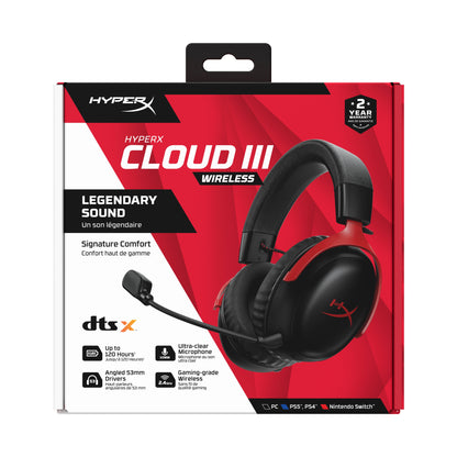 Cloud III Wireless Over-Ear Gaming Headset, Red