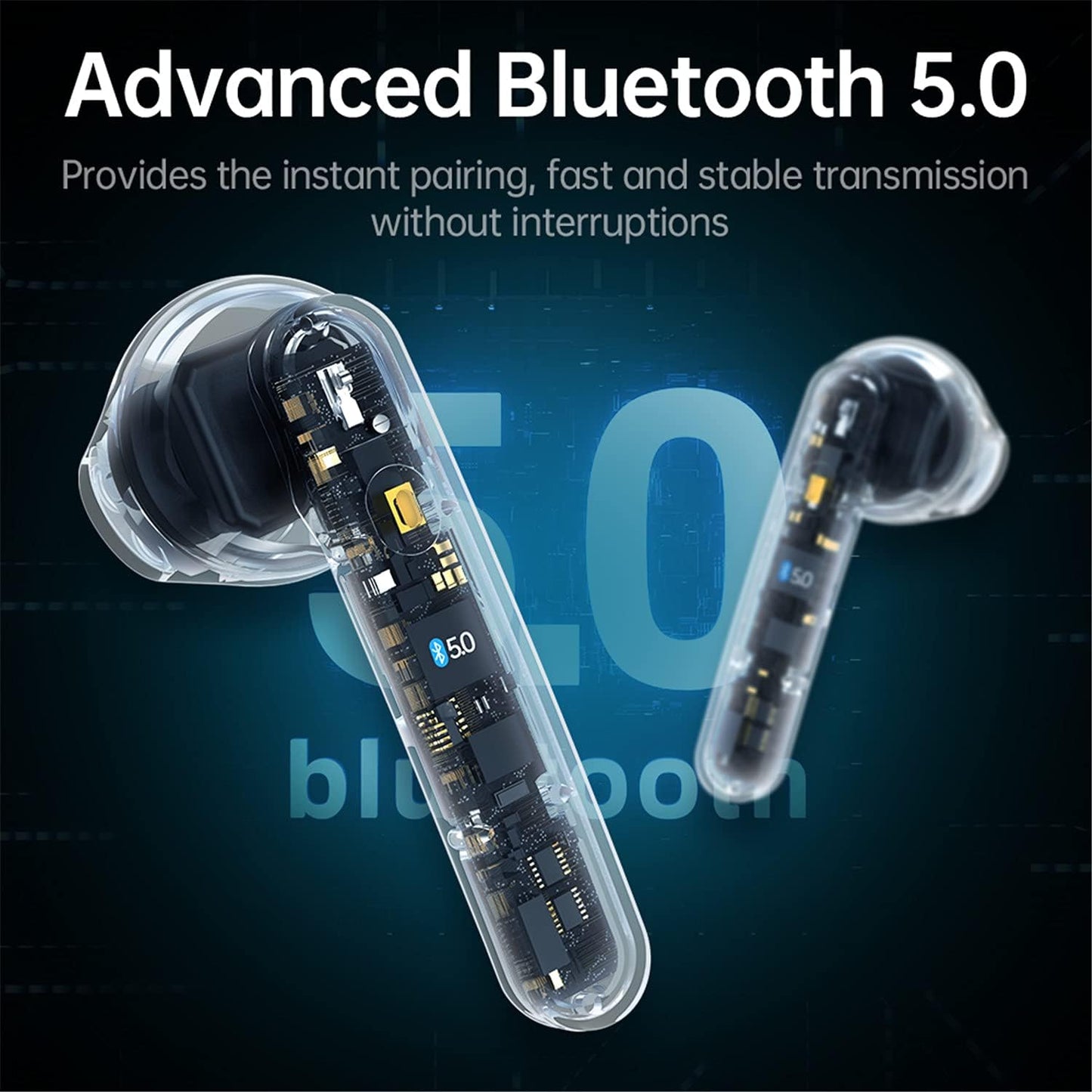 Wireless Earbuds Bluetooth Headphones Half in Ear IPX7 Waterproof 20 Hours Playtime HD Stereo Sound, Mono/Twin Mode, Built-In Mic/Touch Control/Clear Hands-Free Call Earphones for Sports Workout