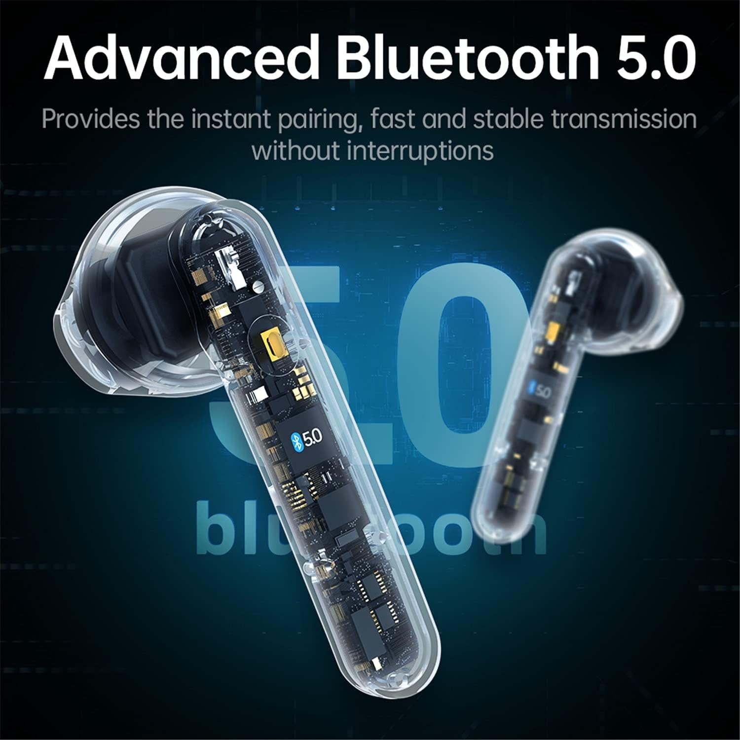 Wireless Earbuds Bluetooth Headphones Half in Ear IPX7 Waterproof 20 Hours Playtime HD Stereo Sound, Mono/Twin Mode, Built-In Mic/Touch Control/Clear Hands-Free Call Earphones for Sports Workout