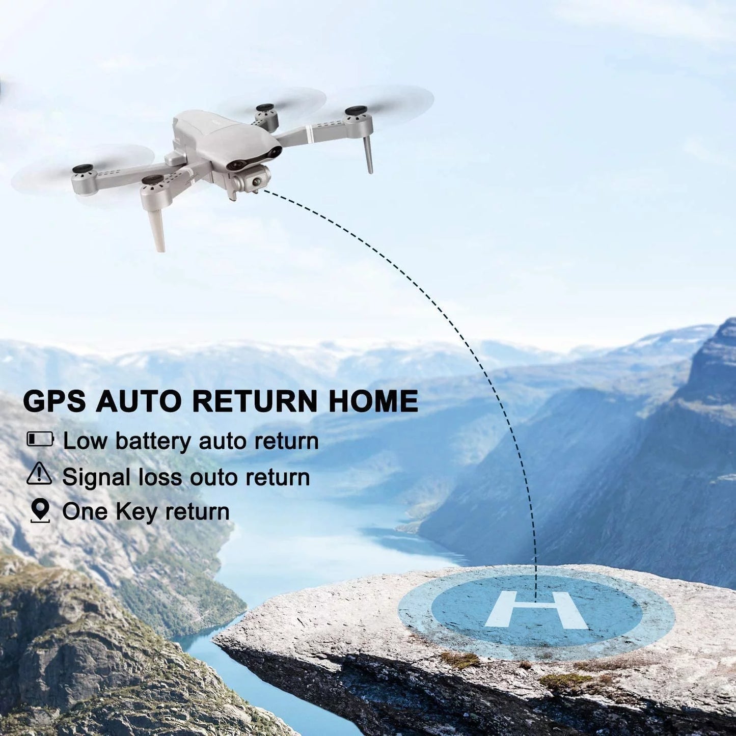 F3 GPS Drone with 4K Camera for Adults ,Foldable Medium Drone with 5Ghz FPV Live Video, 2 Batteries ，White