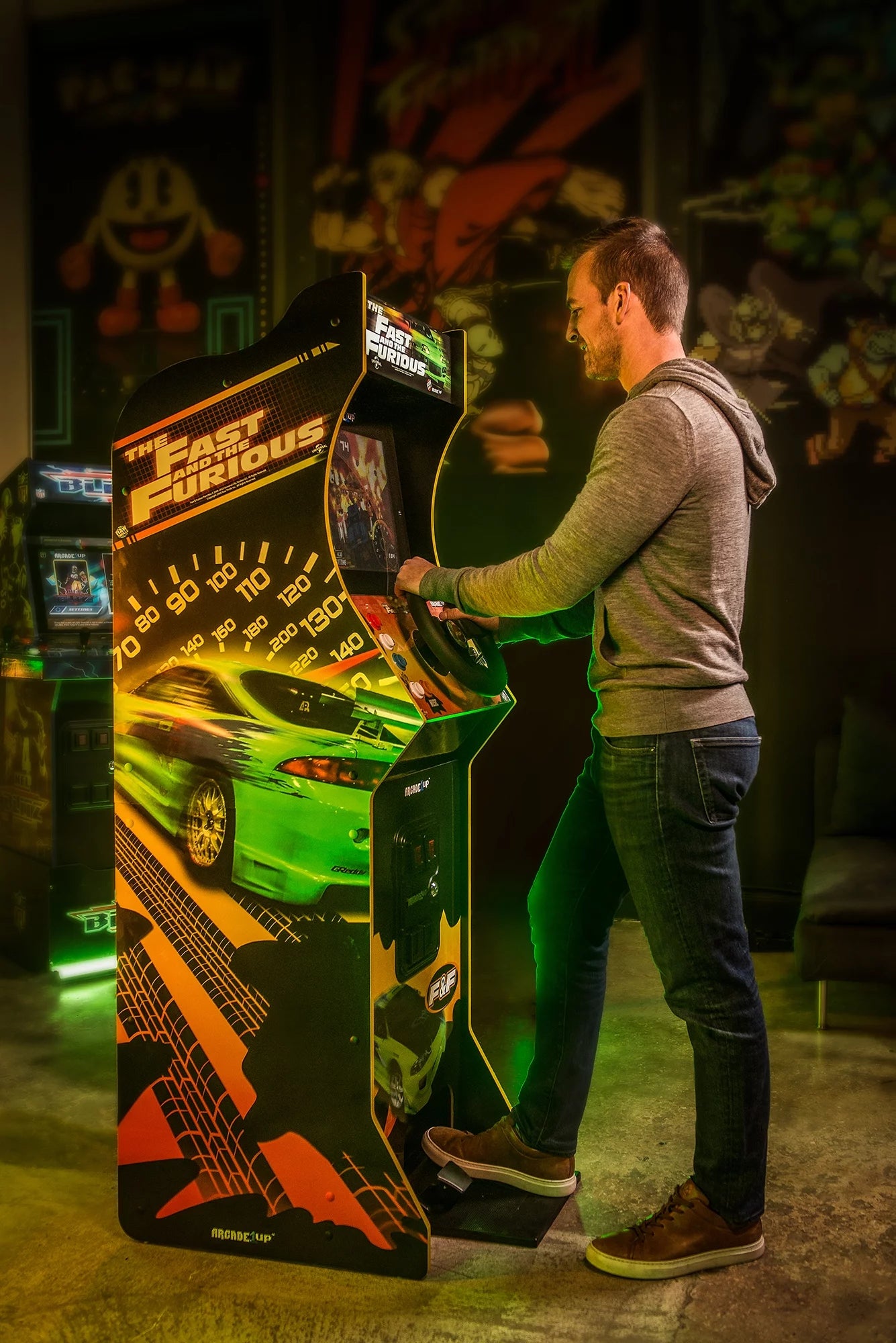 the Fast & the Furious Deluxe Arcade Game, Built for Your Home, with 5-Foot-Tall Stand-Up Cabinet, 2 Classic Games, and 17-Inch LCD Screen