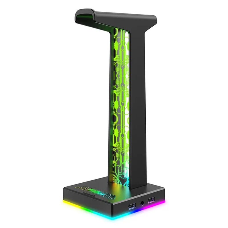 RGB Game Controller Stand 10 Lighting Effects Headphone Holder Display Rack with 2 USB Charging Headset Gamepad Stand for PS5