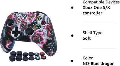 Controller Skin, Anti-Slip Silicone Controller Cover Protector Case Compatible for Xbox 1 Wireless/Wired Gamepad Joystick with 4 Thumb Grips Caps and Black Pro Thumb Grip X 8.