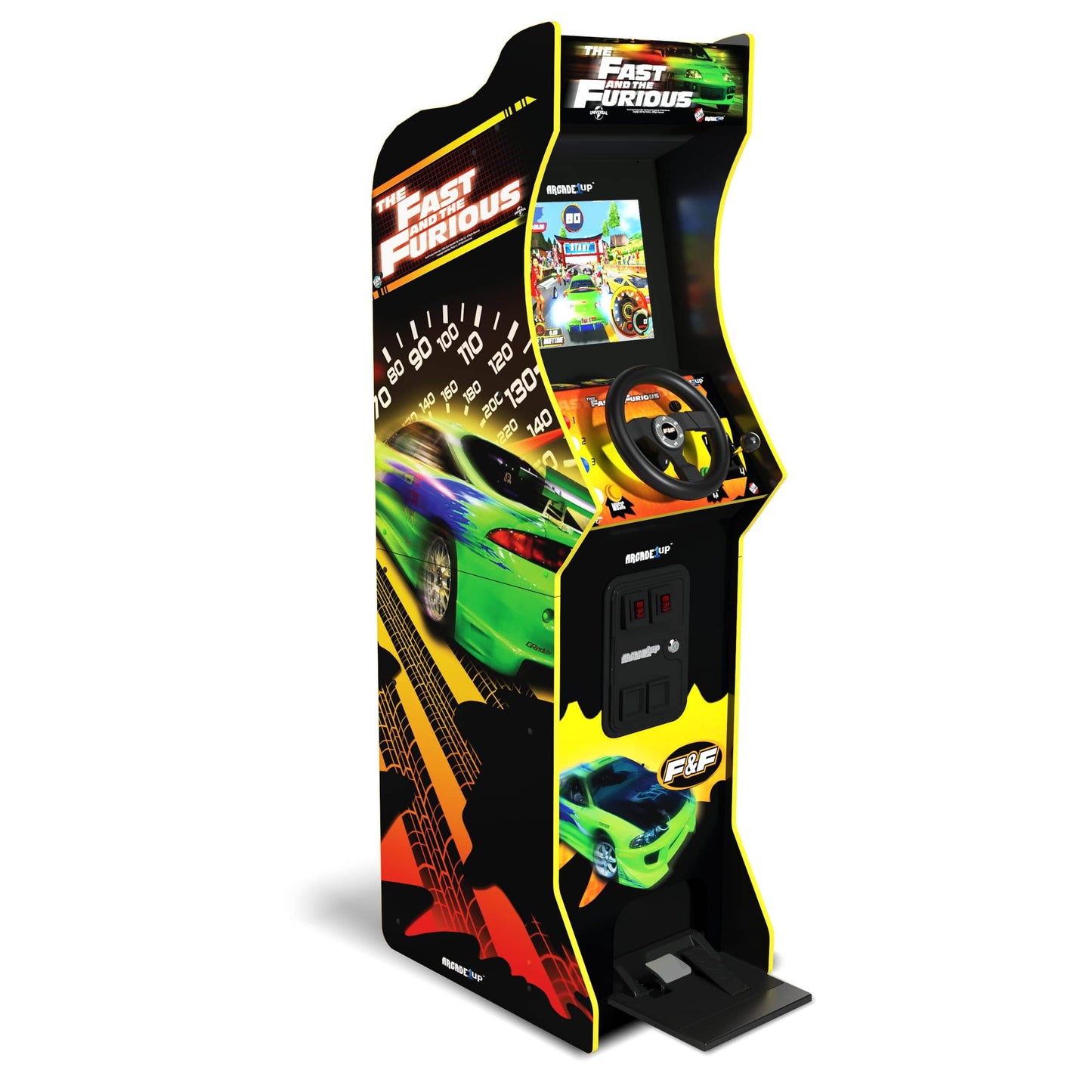 the Fast & the Furious Deluxe Arcade Game, Built for Your Home, with 5-Foot-Tall Stand-Up Cabinet, 2 Classic Games, and 17-Inch LCD Screen