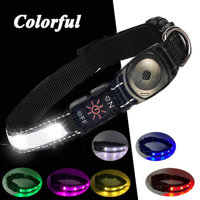 For Apple Airtag Dog Collar GPS Finder Waterproof Led Collar Light USB Chargeable Swimming Night for Apple Air Tag Tracker Case