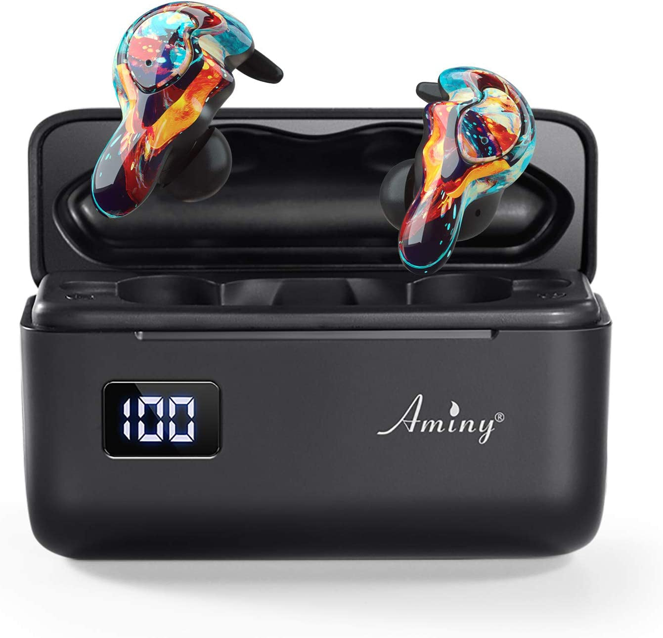 U-King True Wireless Earbuds Waterproof IPX7 Bluetooth Earbuds Wireless Headphones Bluetooth Headphones,Hifi 5.0 Wireless Earbuds 120Hrs Playing Time with Charging Case-Fireworks