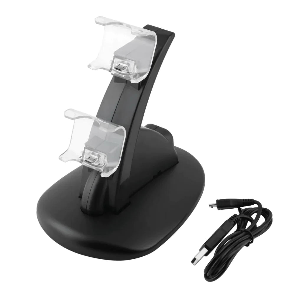 LED Dual USB Charging Stand for Sony Playstation PS4 in Black