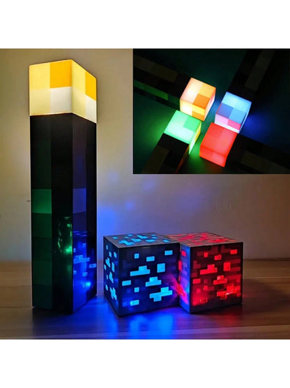 Bedroom Game Block Lamp, Torch Lamp Stacked in Multiple Colors with Cartoon Novelty Led Table Lamp, Sleep Companion Night Light, Student Eye Protection Reading Lamp, Usb Rechargeable Small Night Light, Random Pattern