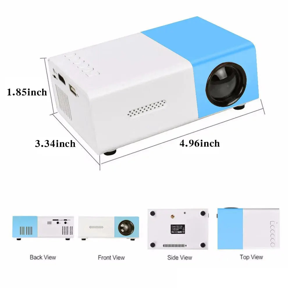 YG300 Micro Portable LED Outdoor Mini HD 1080P Mobile Projector Kids Projector Ultra Clear Projector, Mini Portable Projector