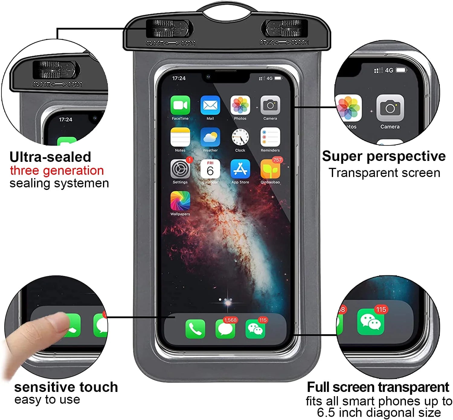 3 Pack Waterproof Floating Cell Phone Pouch Dry Bag Case Cover for Phone Samsung