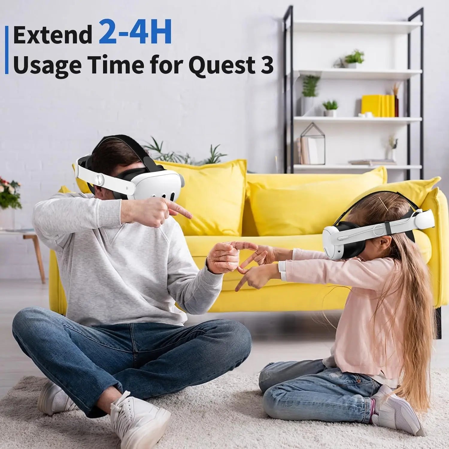 Adjustable Head Strap for Quest 3 VR Headset 10000Mah Battery Extend VR Playtime Enhanced Support for Meta Quest 3 Accessories