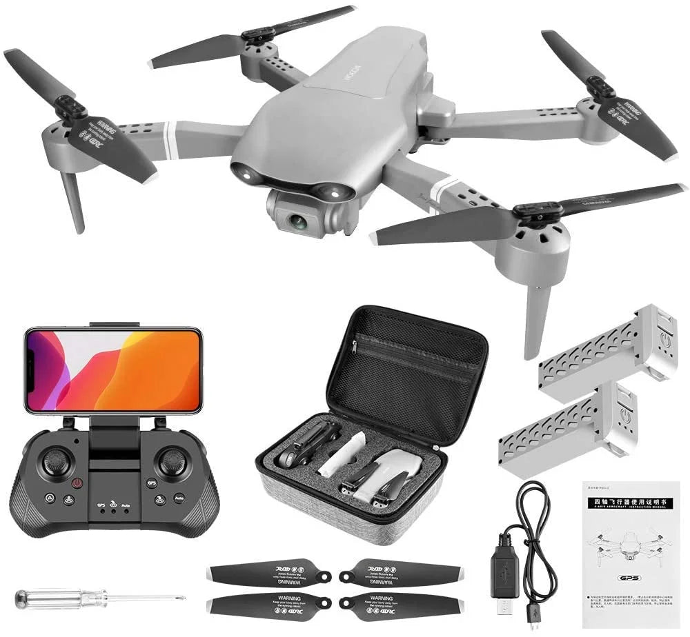 F3 GPS Drone with 4K Camera for Adults ,Foldable Medium Drone with 5Ghz FPV Live Video, 2 Batteries ，White