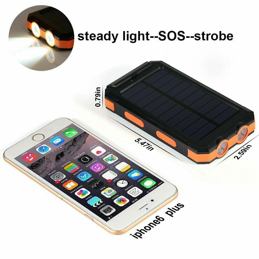 Super 20000Mah USB Portable Charger Solar Power Bank for Iphone Cell Phone 2024