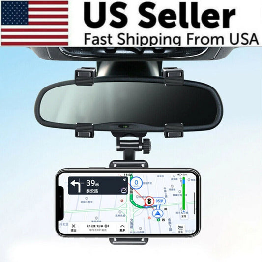 Universal 360 Rotation Car Rear View Mirror Mount Stand GPS Cell Phone Holder US