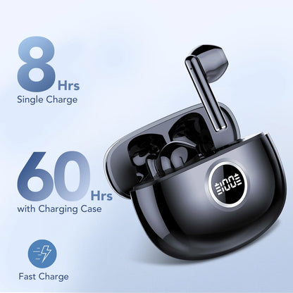 Wireless Earbuds Bluetooth V5.3 Headphones, 60Hrs Playtime, Wireless Ear Buds Mini 3.2G CVC8.0 Clear Call, Deep Bass, Bluetooth Headphones IPX7 Waterproof, LED Display Wireless Earphones