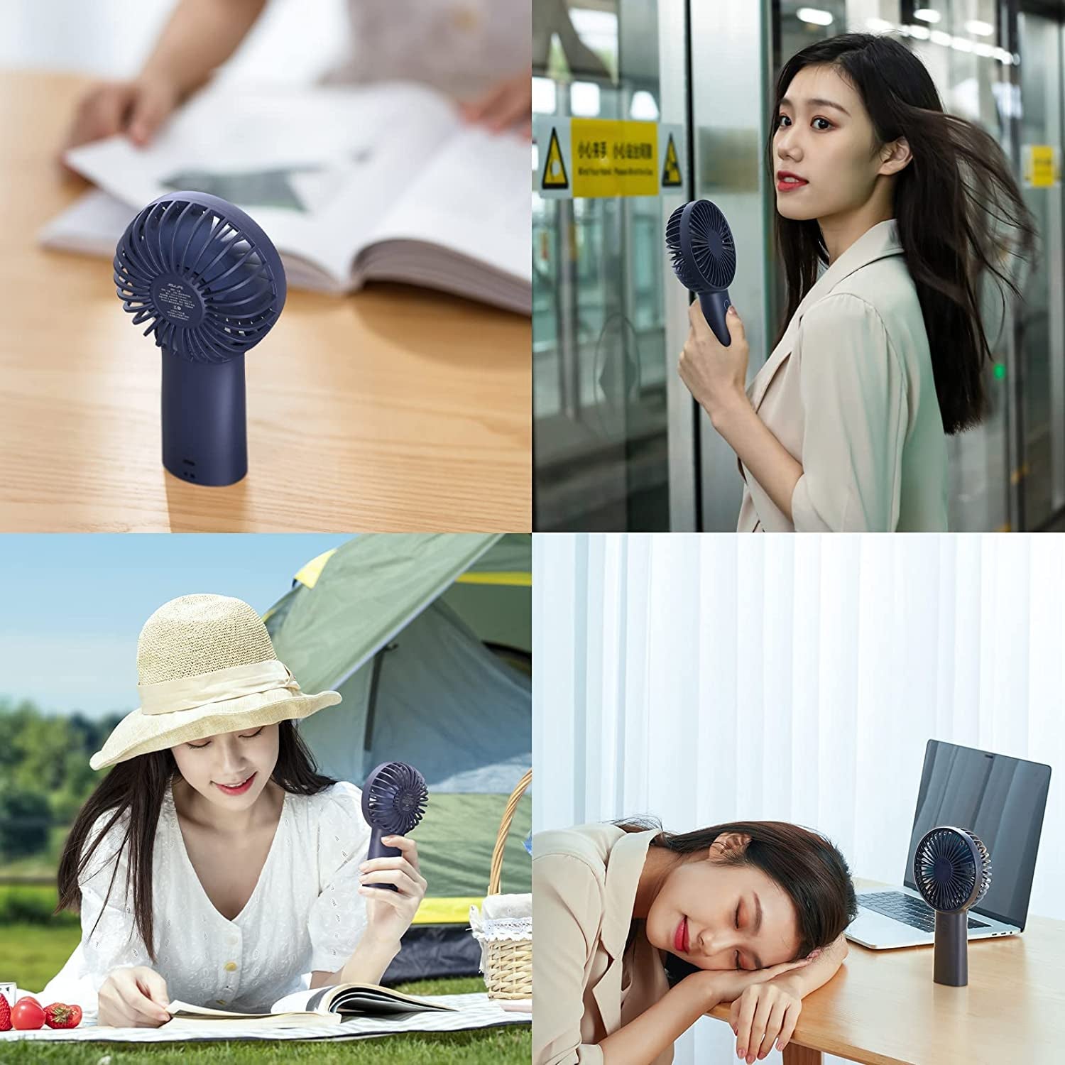 Handheld Portable [20H Max Cooling Time] Mini Hand Fan, 4000Mah USB Rechargeable Personal Fan, Battery Operated Small Fan with 3 Speeds for Travel/Commute/Makeup/Office-Blue