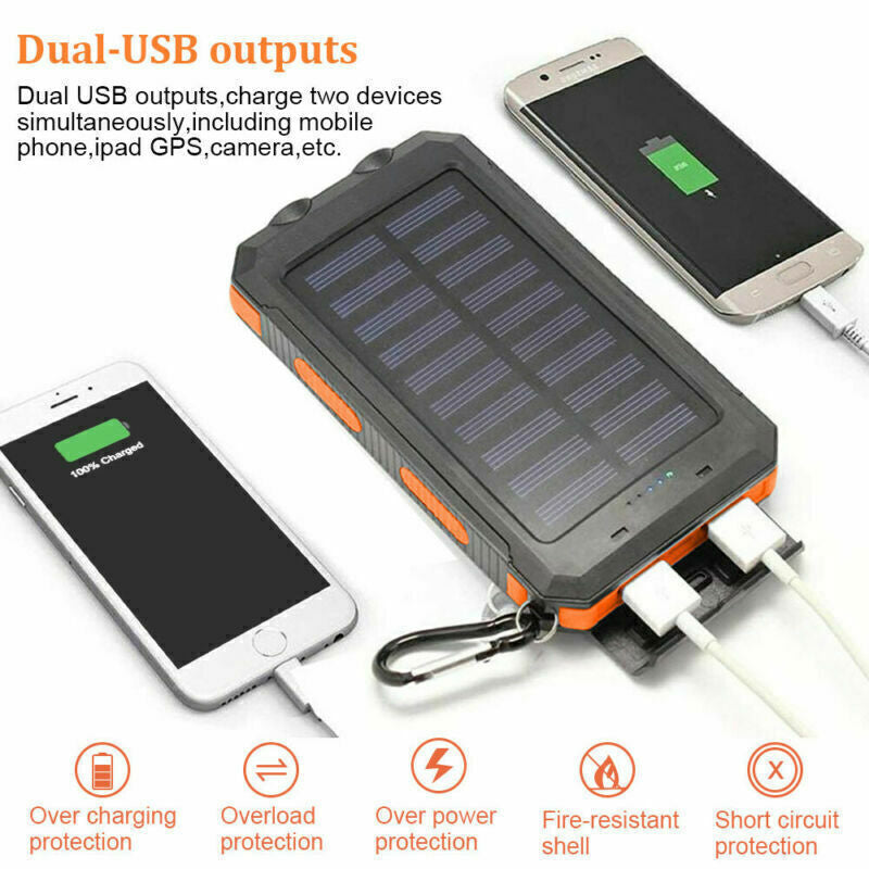 Super 20000Mah USB Portable Charger Solar Power Bank for Iphone Cell Phone 2024