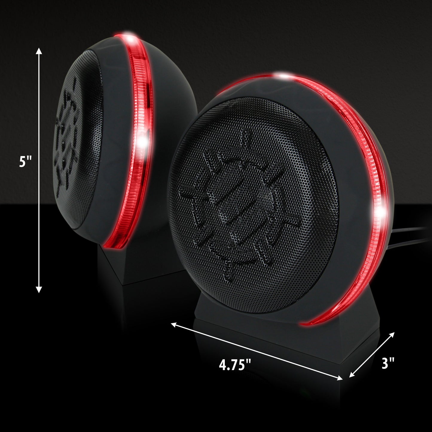 Gaming LED Computer Speakers with Subwoofer , Powerful 5W Drivers and In-Line Volume Control - Red Lights , USB 2.0 Powered , 3.5Mm Connection for PC , Desktop , Laptop , Notebook