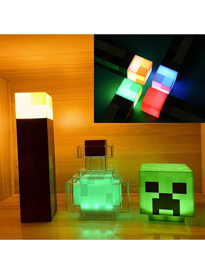 Bedroom Game Block Lamp, Torch Lamp Stacked in Multiple Colors with Cartoon Novelty Led Table Lamp, Sleep Companion Night Light, Student Eye Protection Reading Lamp, Usb Rechargeable Small Night Light, Random Pattern